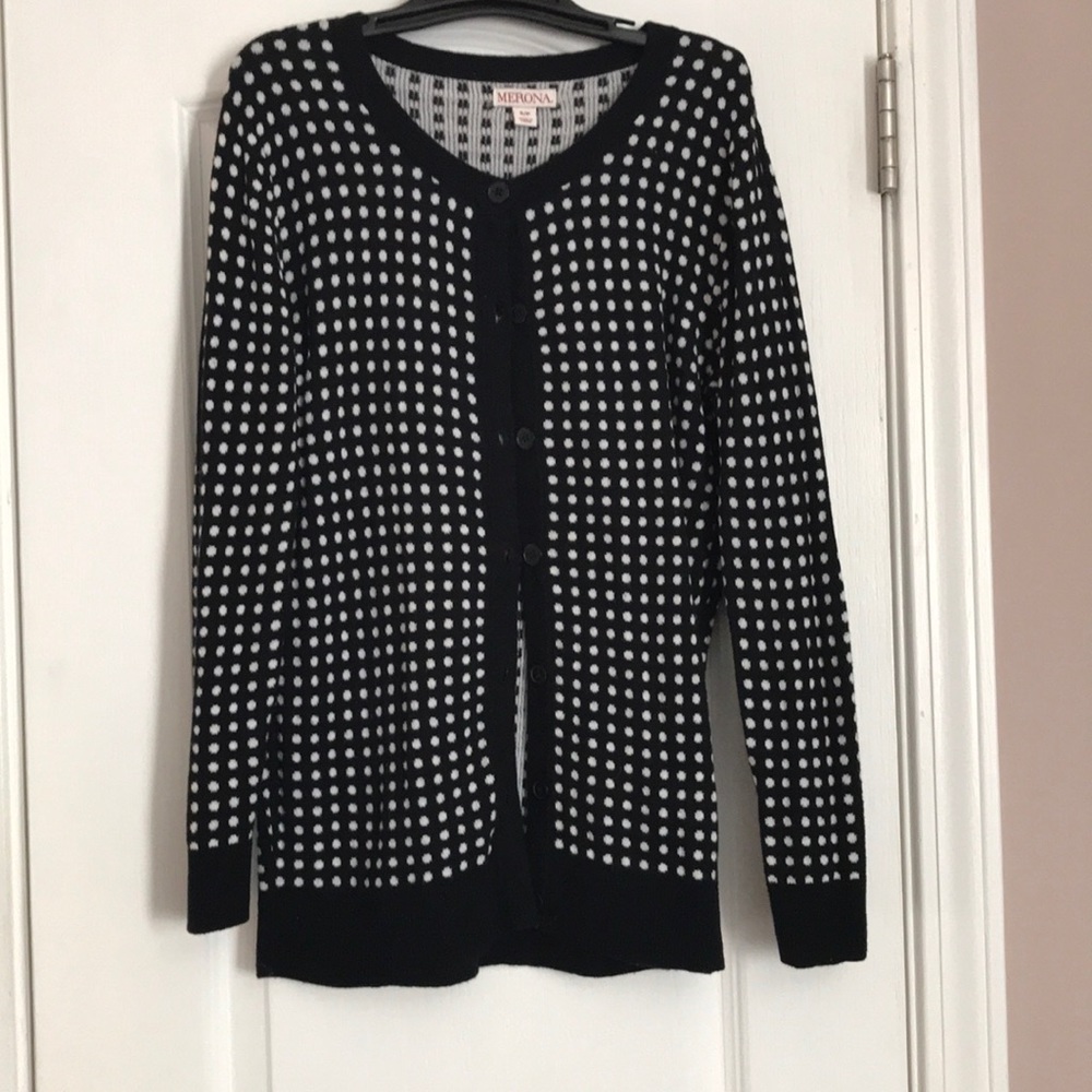 Black and white Polka-dotted cardigan